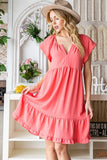 Reborn J Ruffled Notched Cap Sleeve Dress - Trendsi