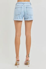 RISEN Full Size High Rise Belted Roll Up Shorts Plus Size - Trendsi - Flyclothing LLC