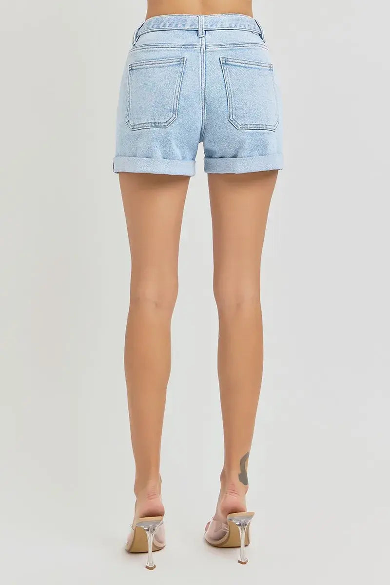 RISEN Full Size High Rise Belted Roll Up Shorts Plus Size - Trendsi - Flyclothing LLC
