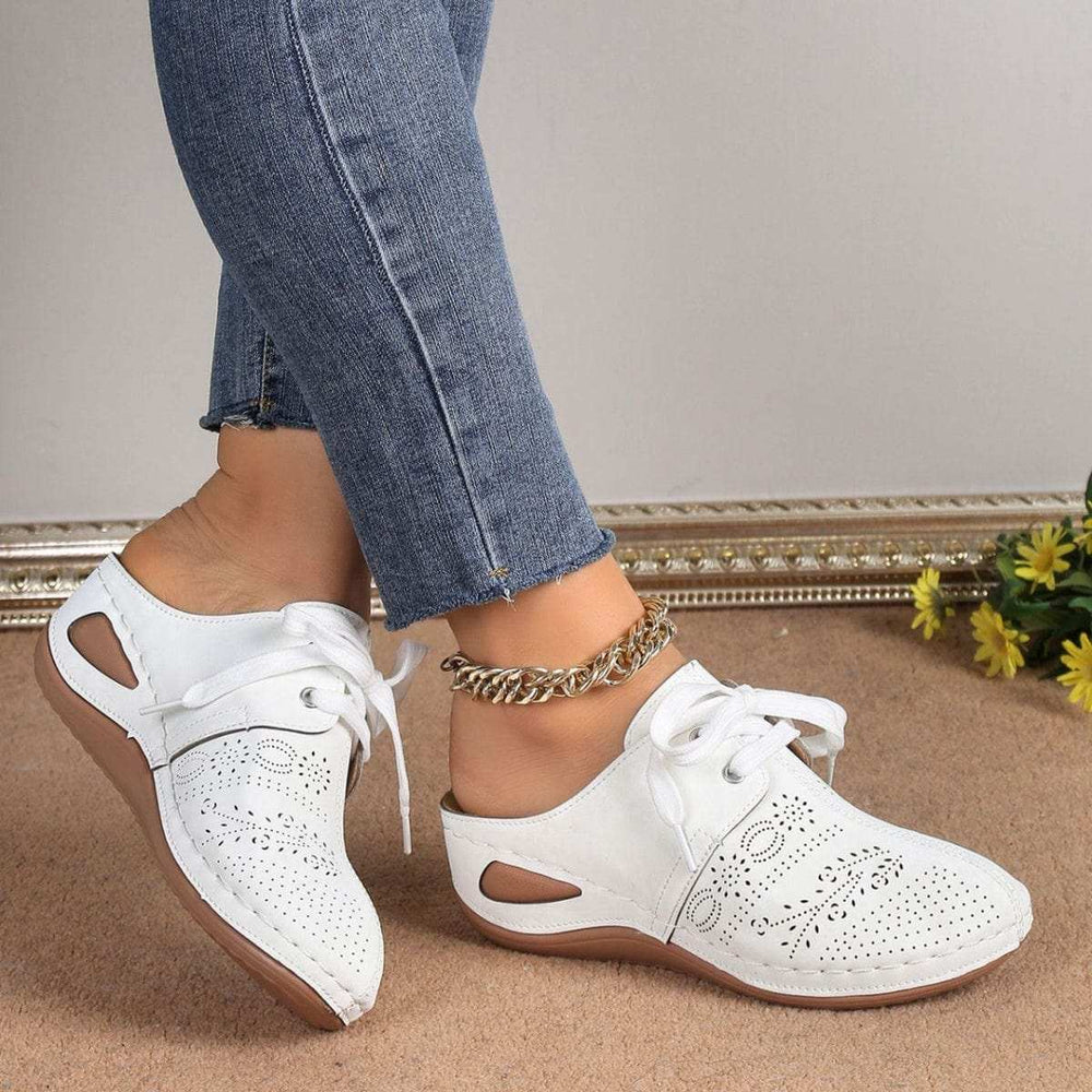 Lace-Up Round Toe Wedge Sandals - Trendsi - Flyclothing LLC