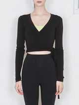 Tied Surplice Long Sleeve Top - Trendsi - Flyclothing LLC