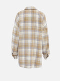 Plaid Collared Neck Dropped Shoulder Shirt - Trendsi - Flyclothing LLC
