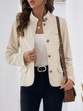 Perfee Button Up Mock Neck Jacket - Trendsi