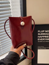 Pearl Decor Faux Leather Crossbody Bag - Trendsi - Flyclothing LLC