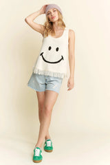 Jade By Jane Full Size Smiley Fringe Hem Tank Plus Size - Trendsi - Flyclothing LLC