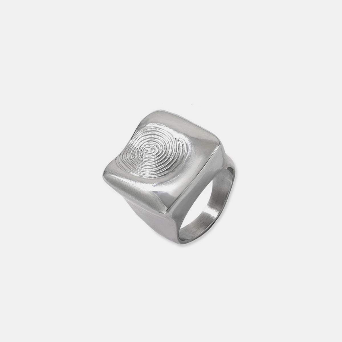 Titanium Steel Fingerprint Signet Ring - Trendsi - Flyclothing LLC