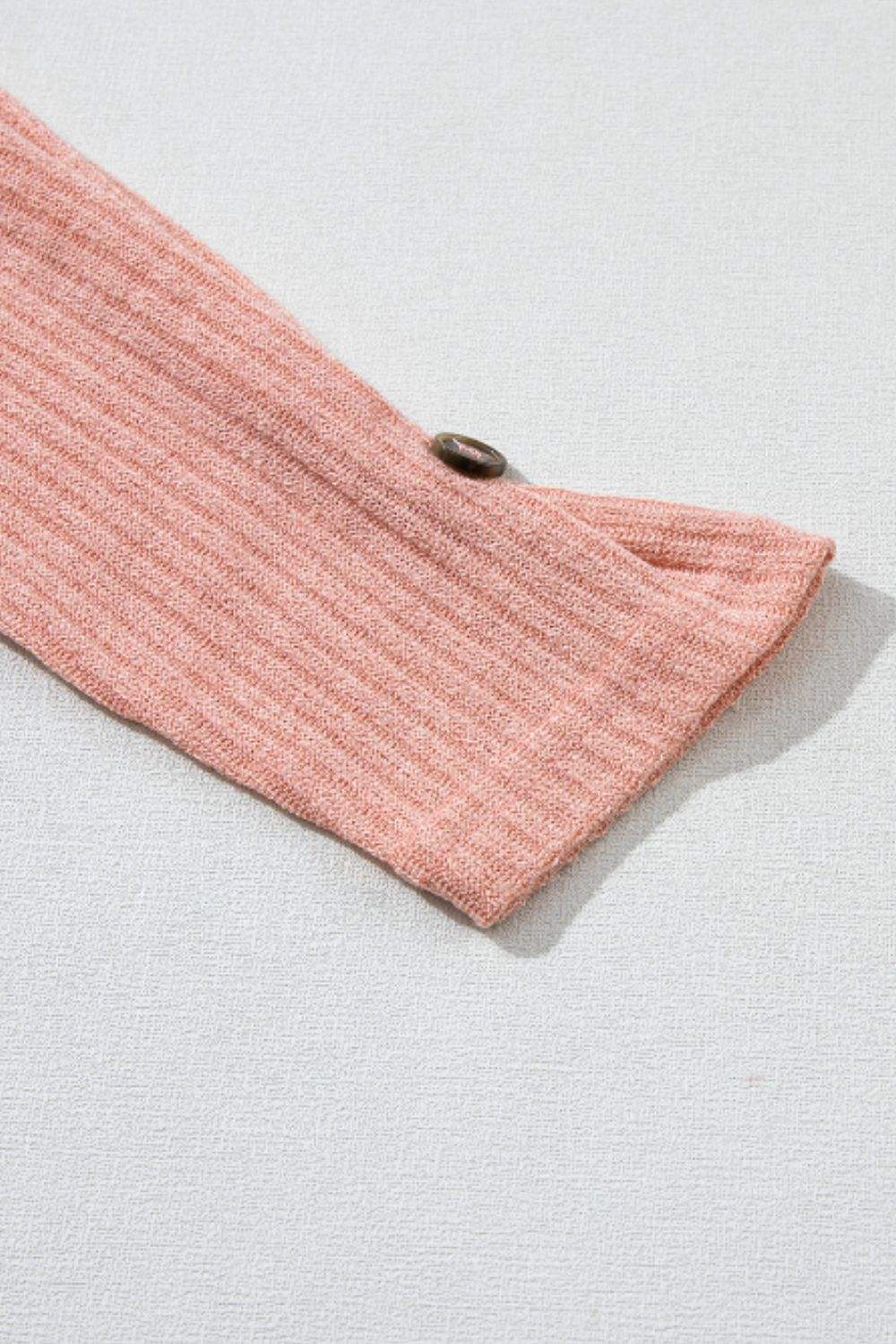 Quarter Button Round Neck Dropped Shoulder Knit Top - Trendsi - Flyclothing LLC
