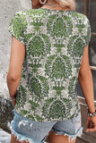 Cutout Printed Short Sleeve Blouse - Trendsi - Flyclothing LLC