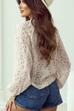 Frill Lace Detail Printed Tie Neck Long Sleeve Blouse - Trendsi - Flyclothing LLC