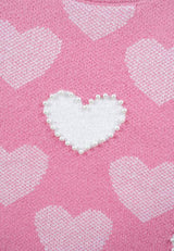 Pearl Trim Heart Round Neck Long Sleeve Sweater - Trendsi - Flyclothing LLC