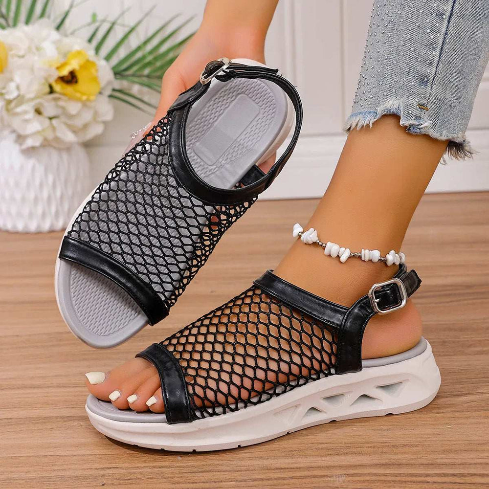 Woven Mesh Comfort Platform Sandals - Trendsi - Flyclothing LLC