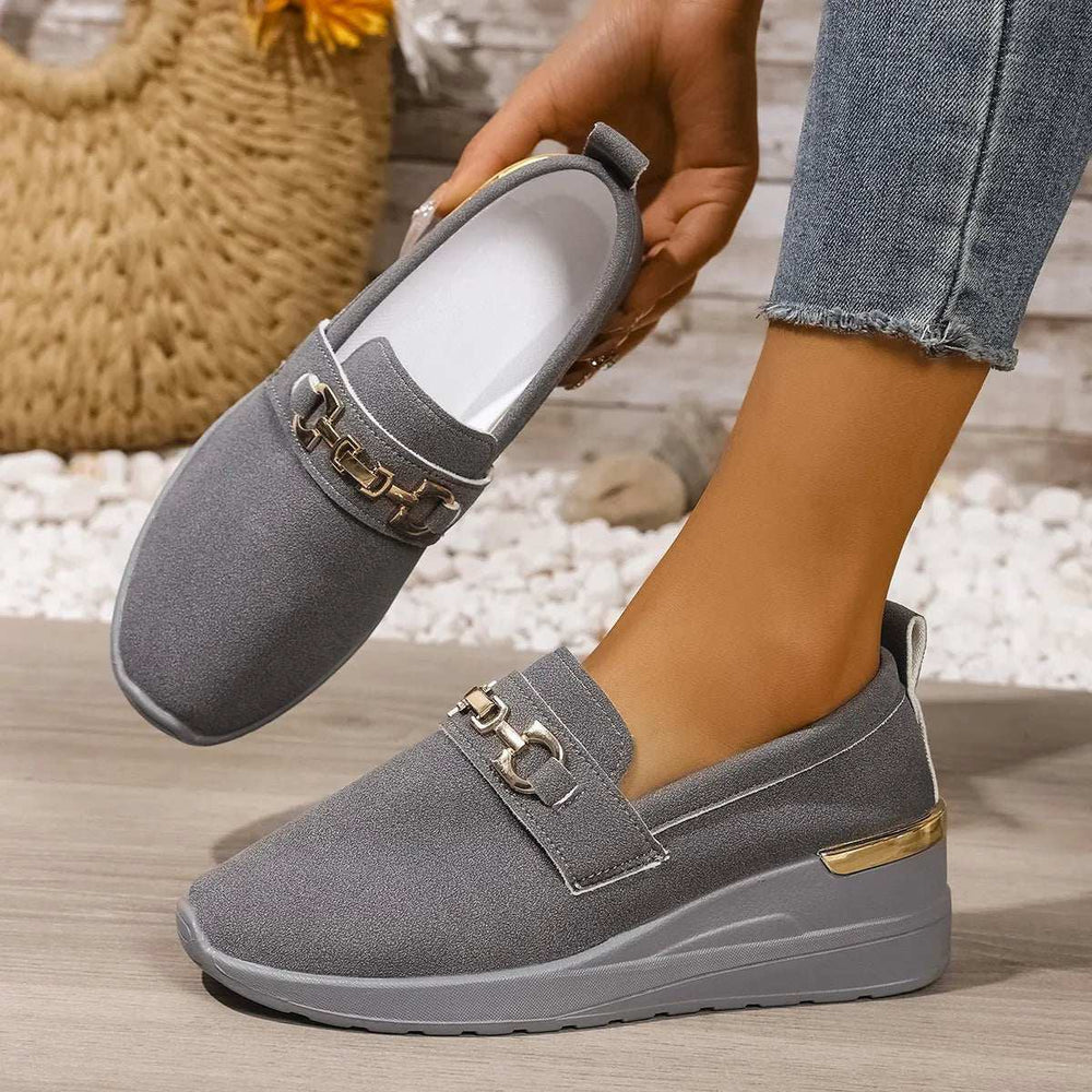 Round Toe Wedge Slip-Ons - Trendsi - Flyclothing LLC