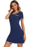 Contrast Trim Pocketed Round Neck Lounge Dress - Trendsi - Flyclothing LLC