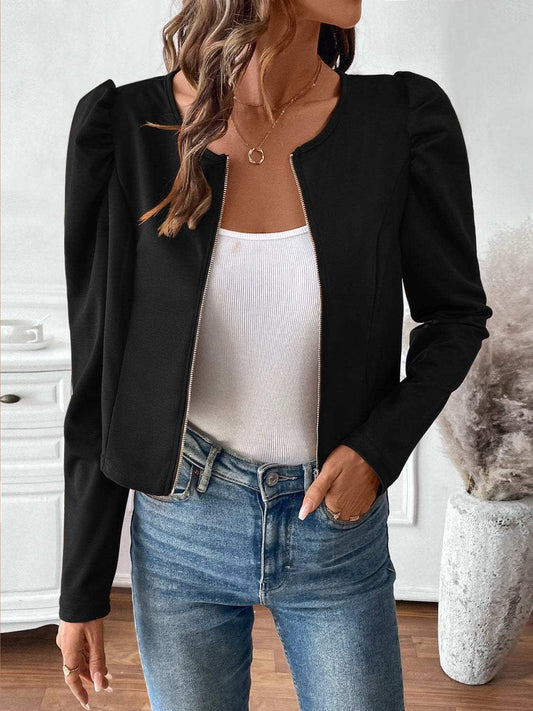 Zip Up Long Sleeve Jacket - Trendsi - Flyclothing LLC
