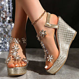 Open Toe Wedge Sandals - Trendsi - Flyclothing LLC