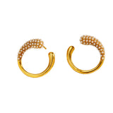 Pearl-Accented C-Hoop Earrings - Trendsi - Flyclothing LLC