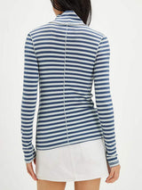 Exposed Seam Striped Turtleneck Long Sleeve T-Shirt - Trendsi - Flyclothing LLC