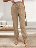 Tied Elastic Waist Pants with Pockets Trendsi