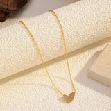 18K Gold-Plated Rhinestone Heart Necklace - Trendsi - Flyclothing LLC