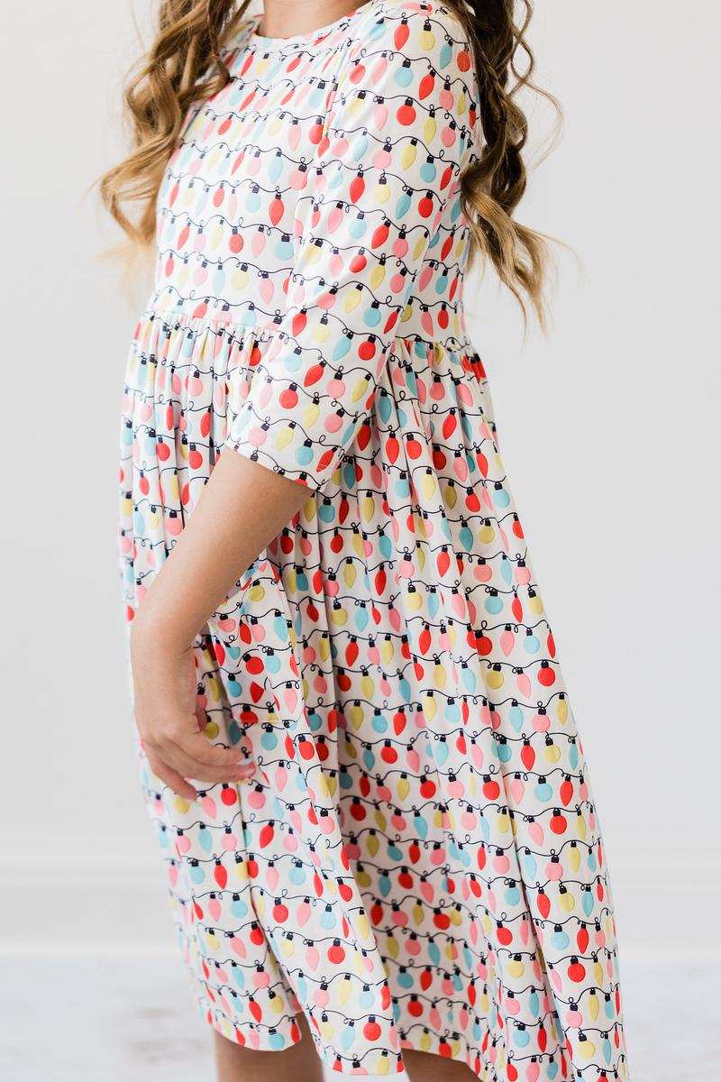 Merry & Bright 3/4 Sleeve Pocket Twirl Dress - Mila & Rose ® - Flyclothing LLC