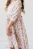 Merry & Bright 3/4 Sleeve Pocket Twirl Dress - Mila & Rose ® - Flyclothing LLC
