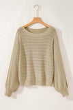 Eyelet Boat Neck Long Sleeve Knit Top - Trendsi - Flyclothing LLC