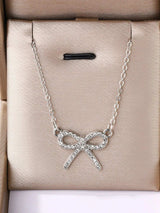 Zircon Bow Pendant Necklace - Trendsi - Flyclothing LLC