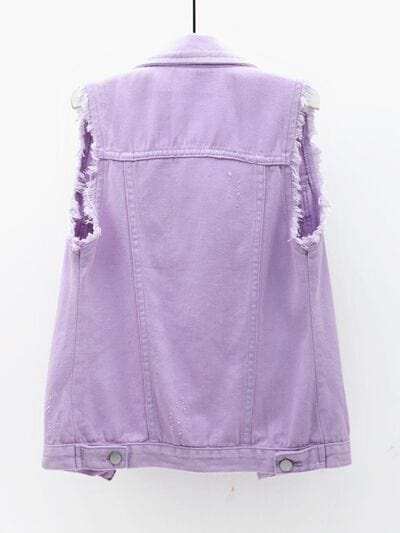 Full Size Button Down Raw Hem Sleeveless Denim Jacket Plus Size - Trendsi - Flyclothing LLC