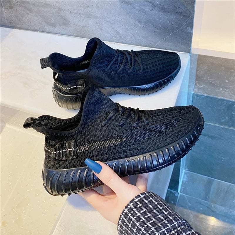 Mesh Lace-Up Platform Athletic Shoes - Trendsi - Flyclothing LLC