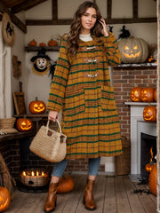 Plaid Long Sleeve Hooded Coat with Pockets - Trendsi