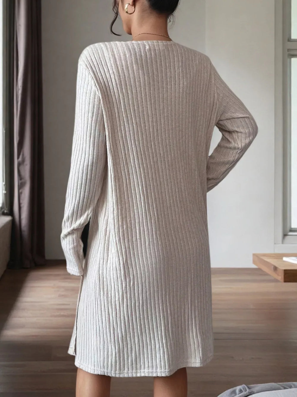 Ribbed Knit Tank Dress and Cardigan Set - Trendsi - Flyclothing LLC