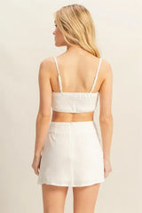 HYFVE Ruched Bra Top and Mini Skirt Set - Trendsi - Flyclothing LLC