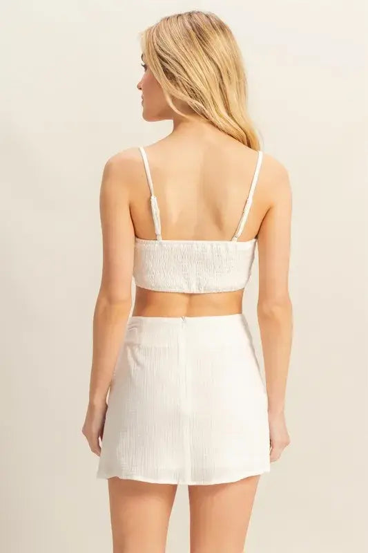 HYFVE Ruched Bra Top and Mini Skirt Set - Trendsi - Flyclothing LLC