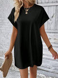 Pocketed Round Neck Short Sleeve Dress - Trendsi