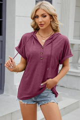 Florira Hooded Short Sleeve T-Shirt - Trendsi - Flyclothing LLC