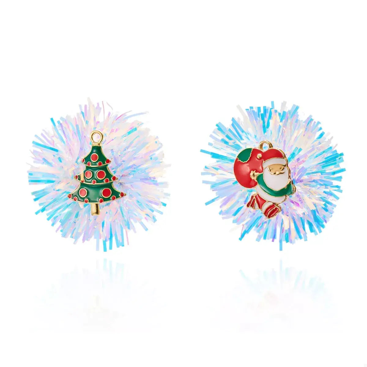 Christmas Asymmetrical Tinsel Ball Earrings - Trendsi - Flyclothing LLC