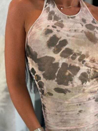 Backless Printed Halter Neck Dress - Trendsi - Flyclothing LLC