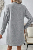 Textured Round Neck Long Sleeve Mini Dress - Trendsi - Flyclothing LLC