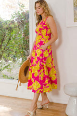 ODDI Full Size Floral Smocked Ruffled Midi Dress - Trendsi - Flyclothing LLC
