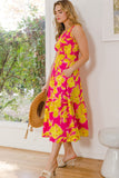 ODDI Full Size Floral Smocked Ruffled Midi Dress - Trendsi