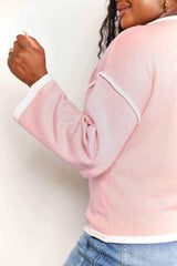 Angel Wings Contrast Detail Dropped Shoulder Knit Top - Trendsi - Flyclothing LLC