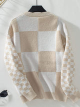 Color Block Round Neck Long Sleeve Sweater - Trendsi - Flyclothing LLC