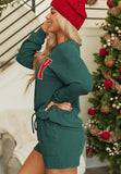 MERRY Round Neck Long Sleeve Top and Shorts Set - Trendsi - Flyclothing LLC