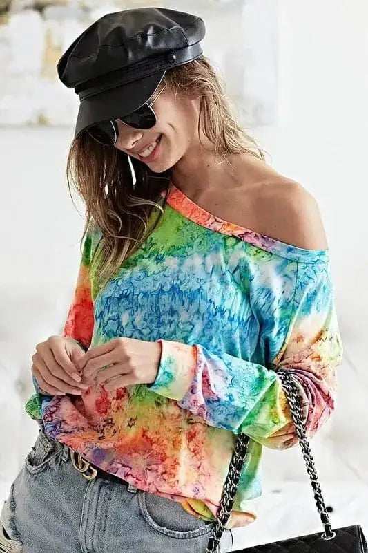 BiBi Tie Dye Soft Knit Jersey T-Shirt - Trendsi - Flyclothing LLC