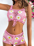 Flower Cutout Wide Strap Two-Piece Cover Up - Trendsi - Flyclothing LLC