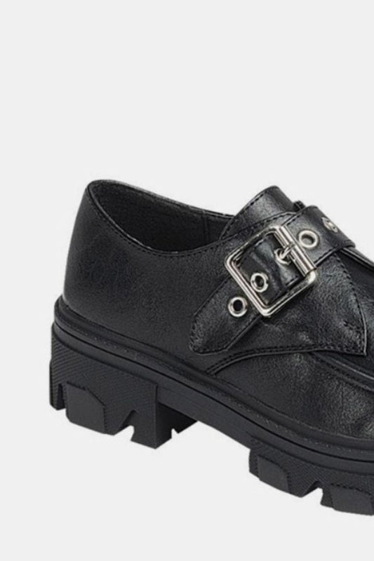 Forever Link Buckled Platform Lug Sole Loafers - Trendsi