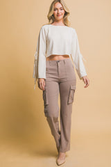 Love Tree High Rise Cargo Pants with Pockets - Trendsi