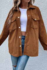 Pocketed Snap Down Long Sleeve Jacket - Trendsi - Flyclothing LLC