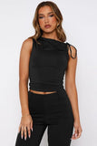 Tied Ruched Solid Color Tank - Trendsi