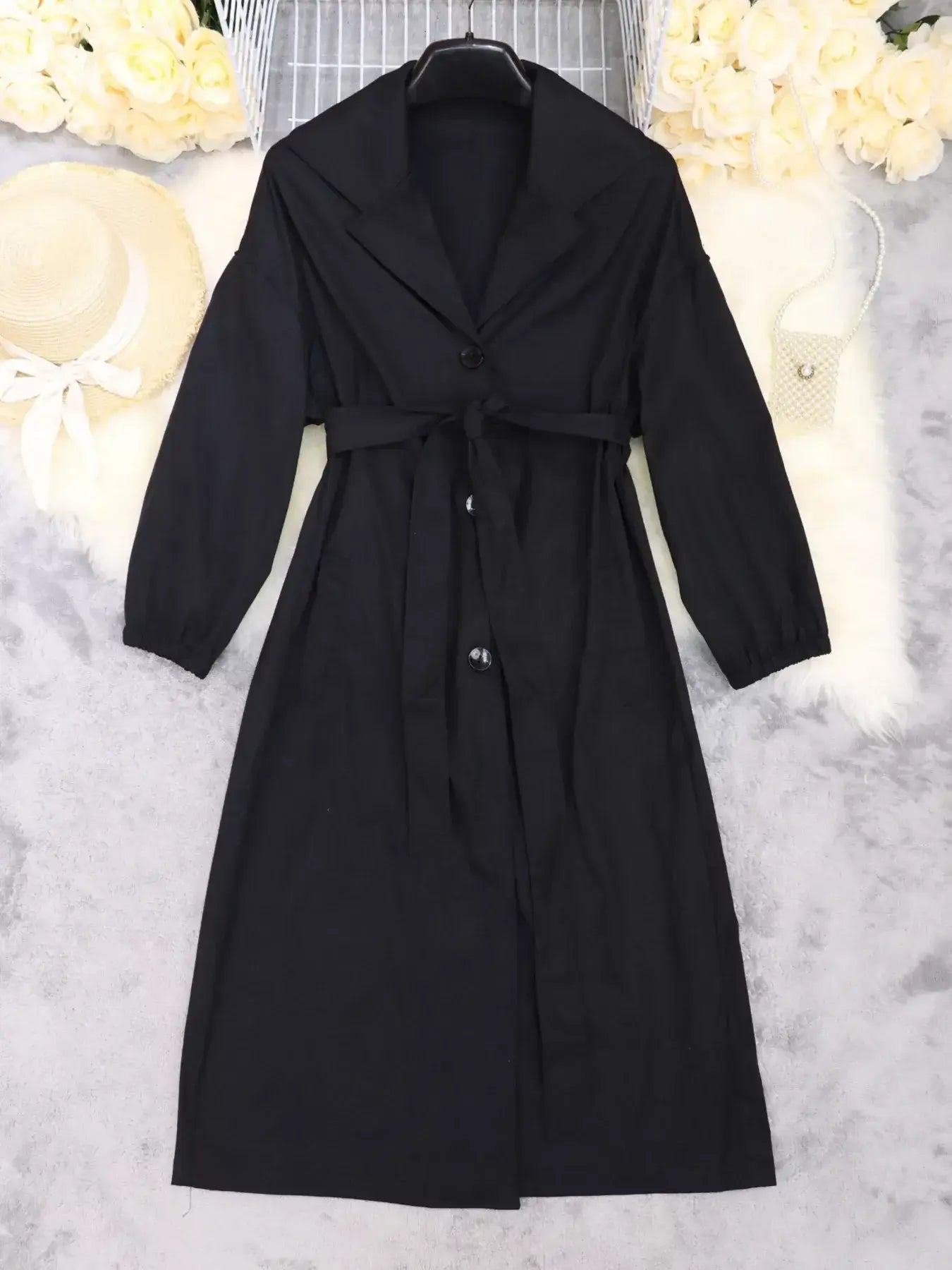 Tie Waist Midi Shirt Dress - Trendsi - Flyclothing LLC